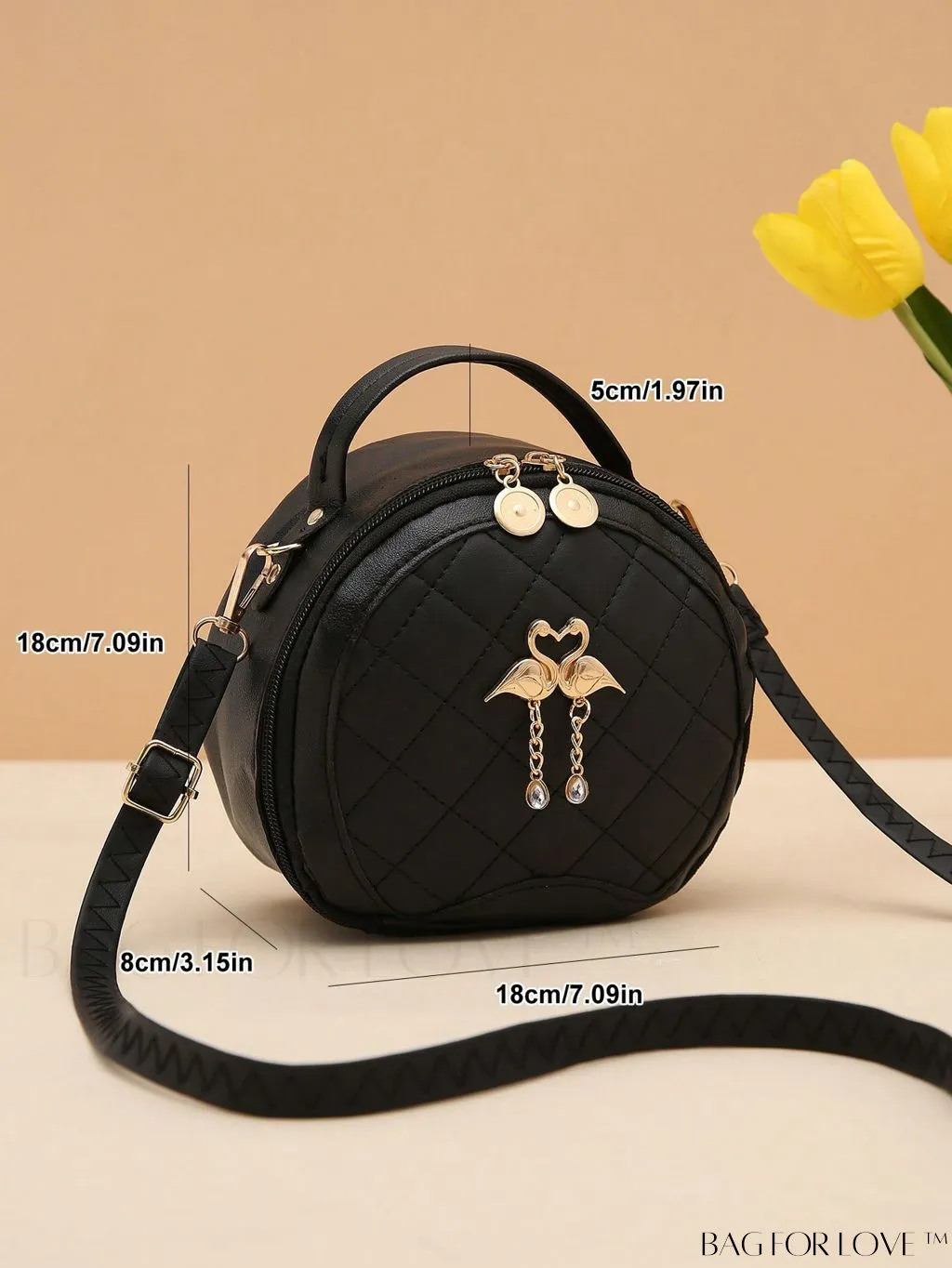 BagForLove - Quilted Colorblock Mini Top Handle Circle Bag - Perfect for Daily Use