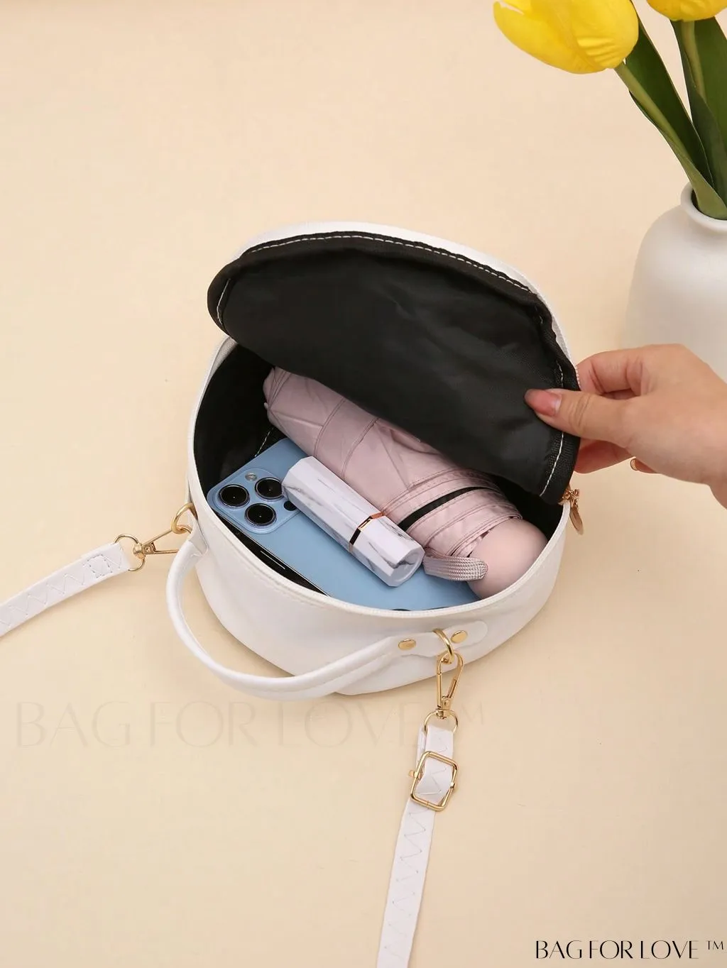 BagForLove - Quilted Colorblock Mini Top Handle Circle Bag - Perfect for Daily Use