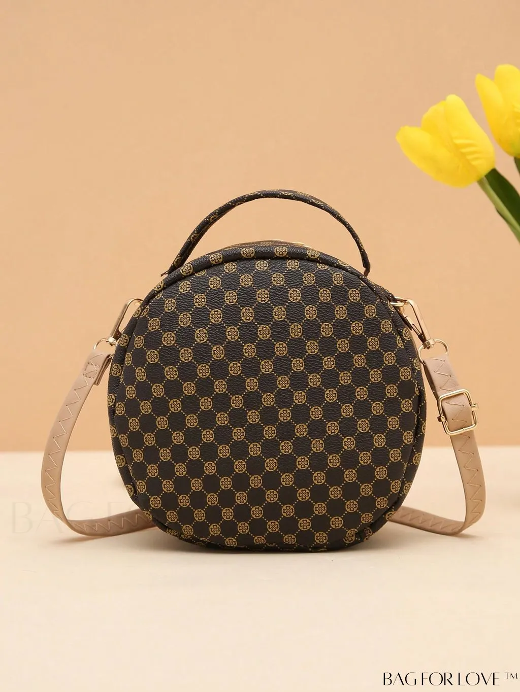 BagForLove - Quilted Colorblock Mini Top Handle Circle Bag - Perfect for Daily Use