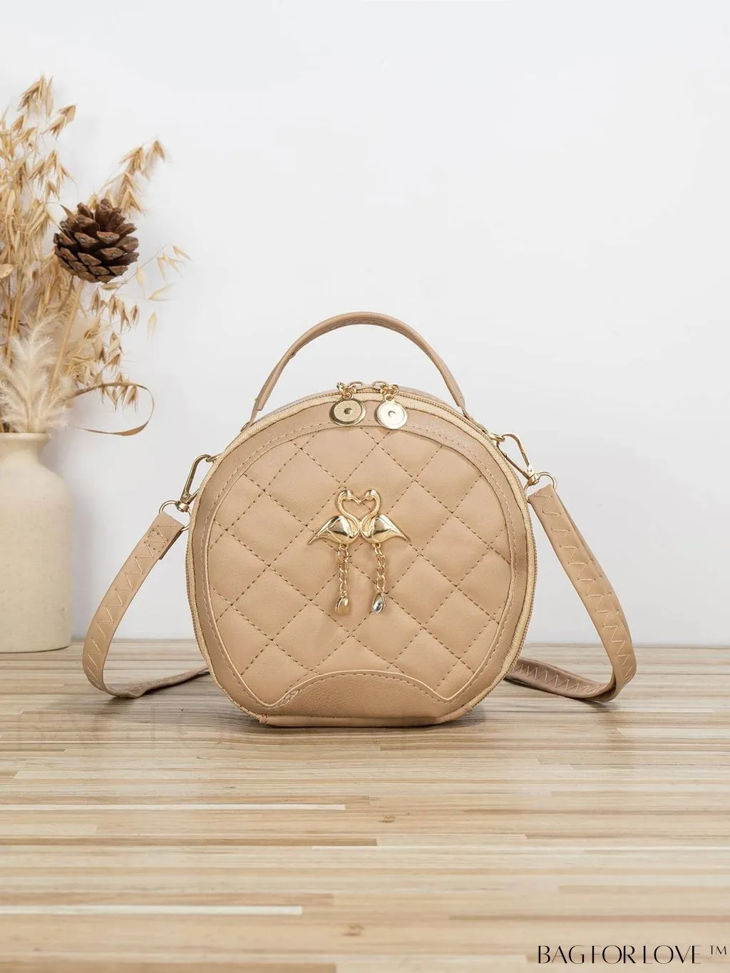 BagForLove - Quilted Colorblock Mini Top Handle Circle Bag - Perfect for Daily Use
