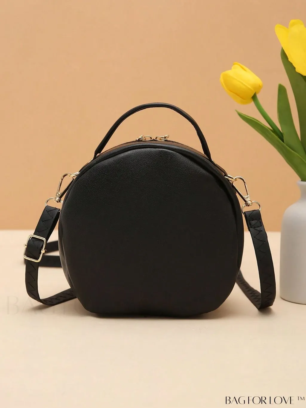 BagForLove - Quilted Colorblock Mini Top Handle Circle Bag - Perfect for Daily Use