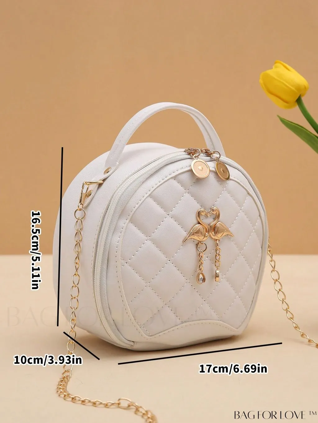 BagForLove - Quilted Colorblock Mini Top Handle Circle Bag - Perfect for Daily Use