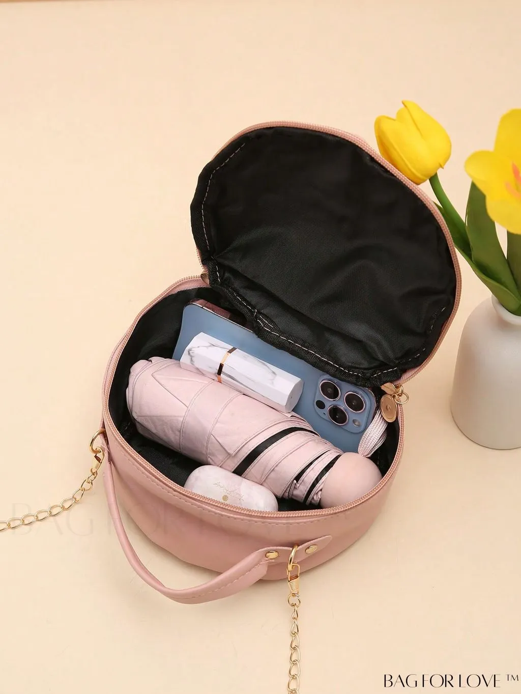 BagForLove - Quilted Colorblock Mini Top Handle Circle Bag - Perfect for Daily Use