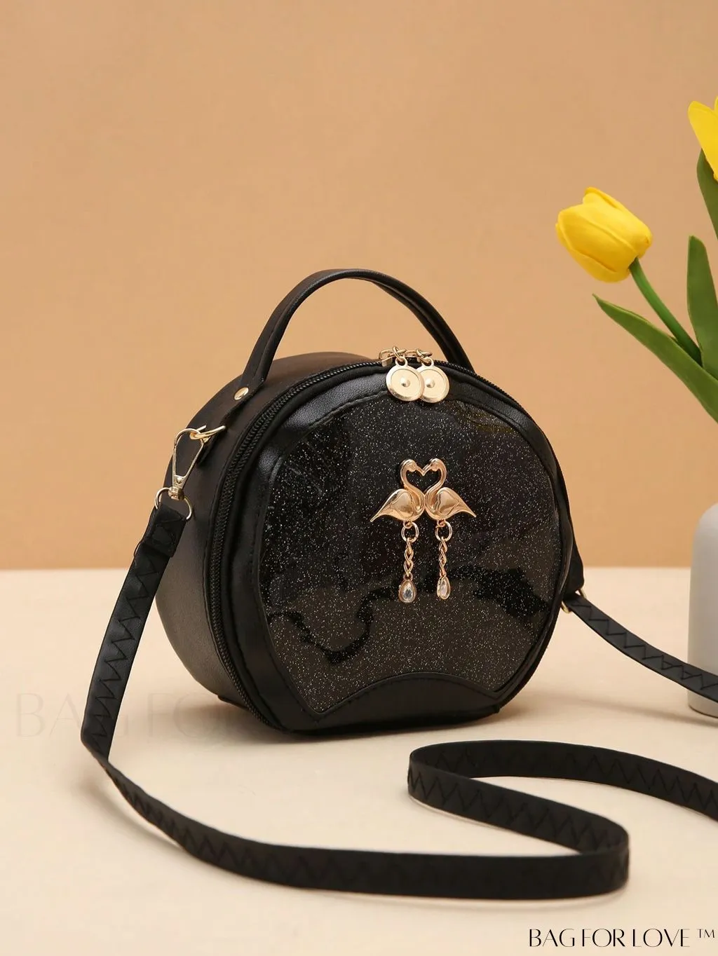 BagForLove - Quilted Colorblock Mini Top Handle Circle Bag - Perfect for Daily Use