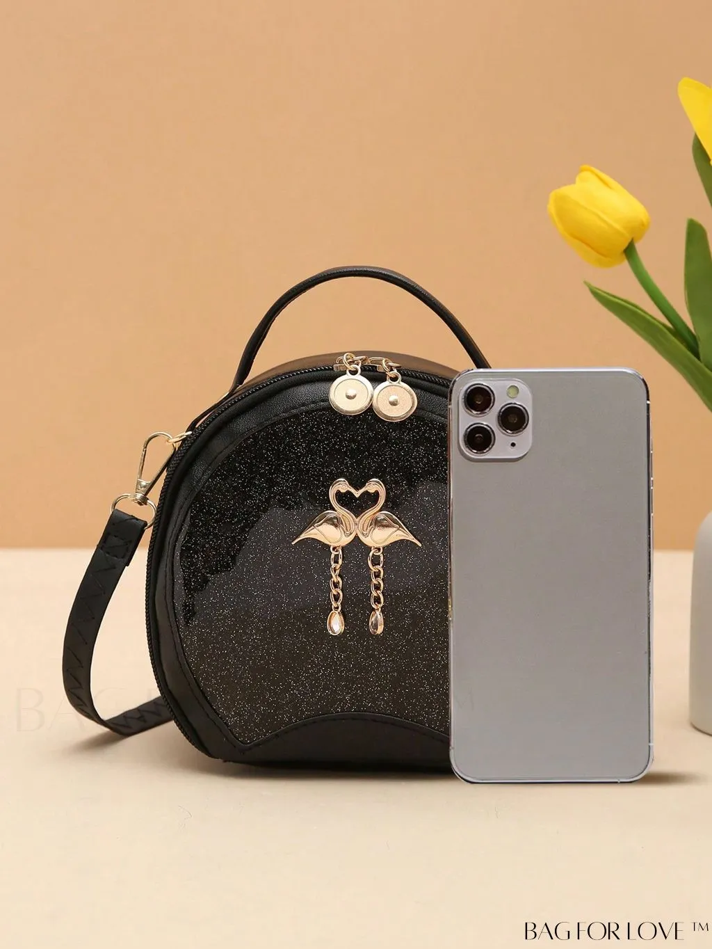 BagForLove - Quilted Colorblock Mini Top Handle Circle Bag - Perfect for Daily Use
