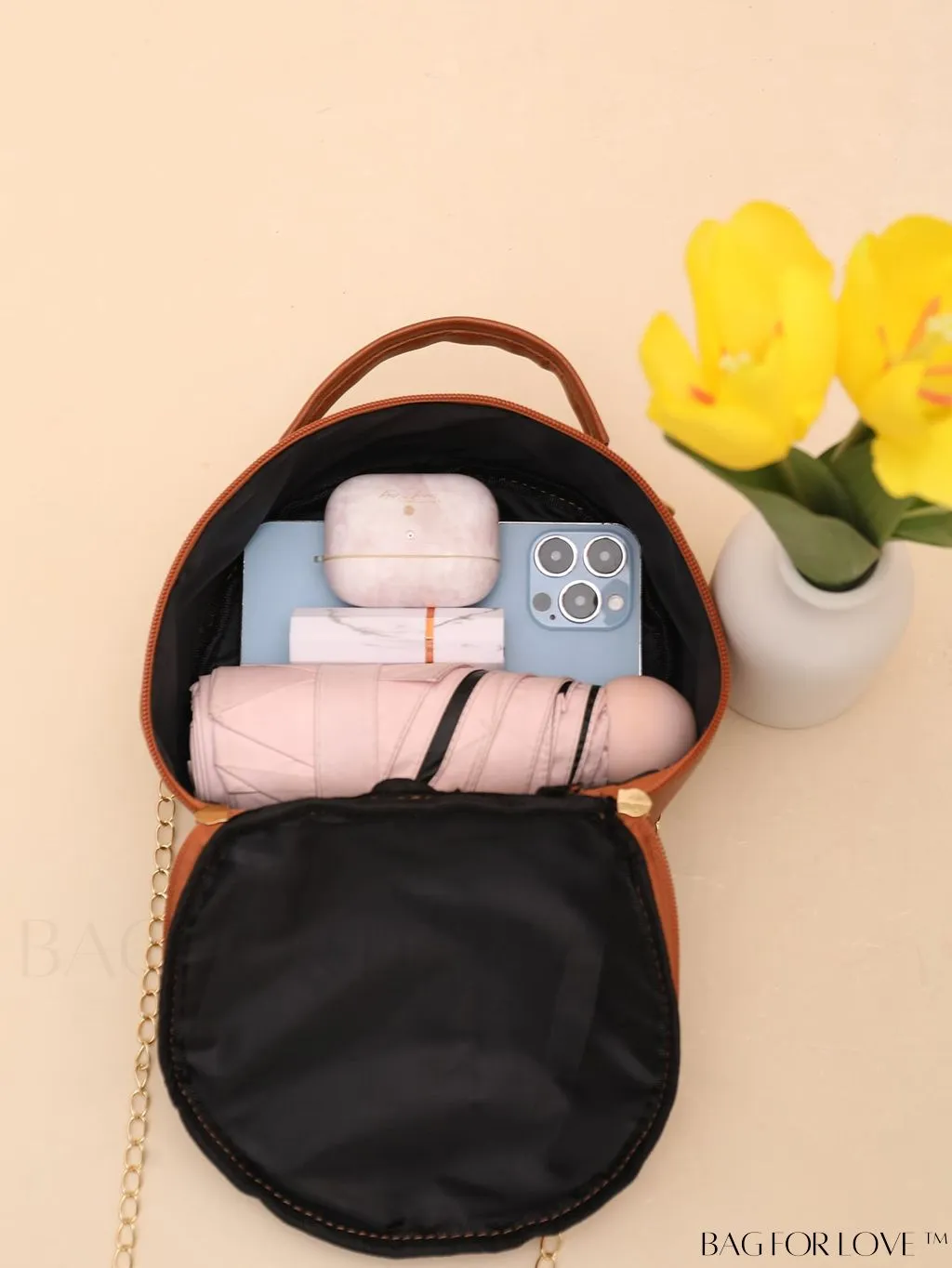 BagForLove - Quilted Colorblock Mini Top Handle Circle Bag - Perfect for Daily Use