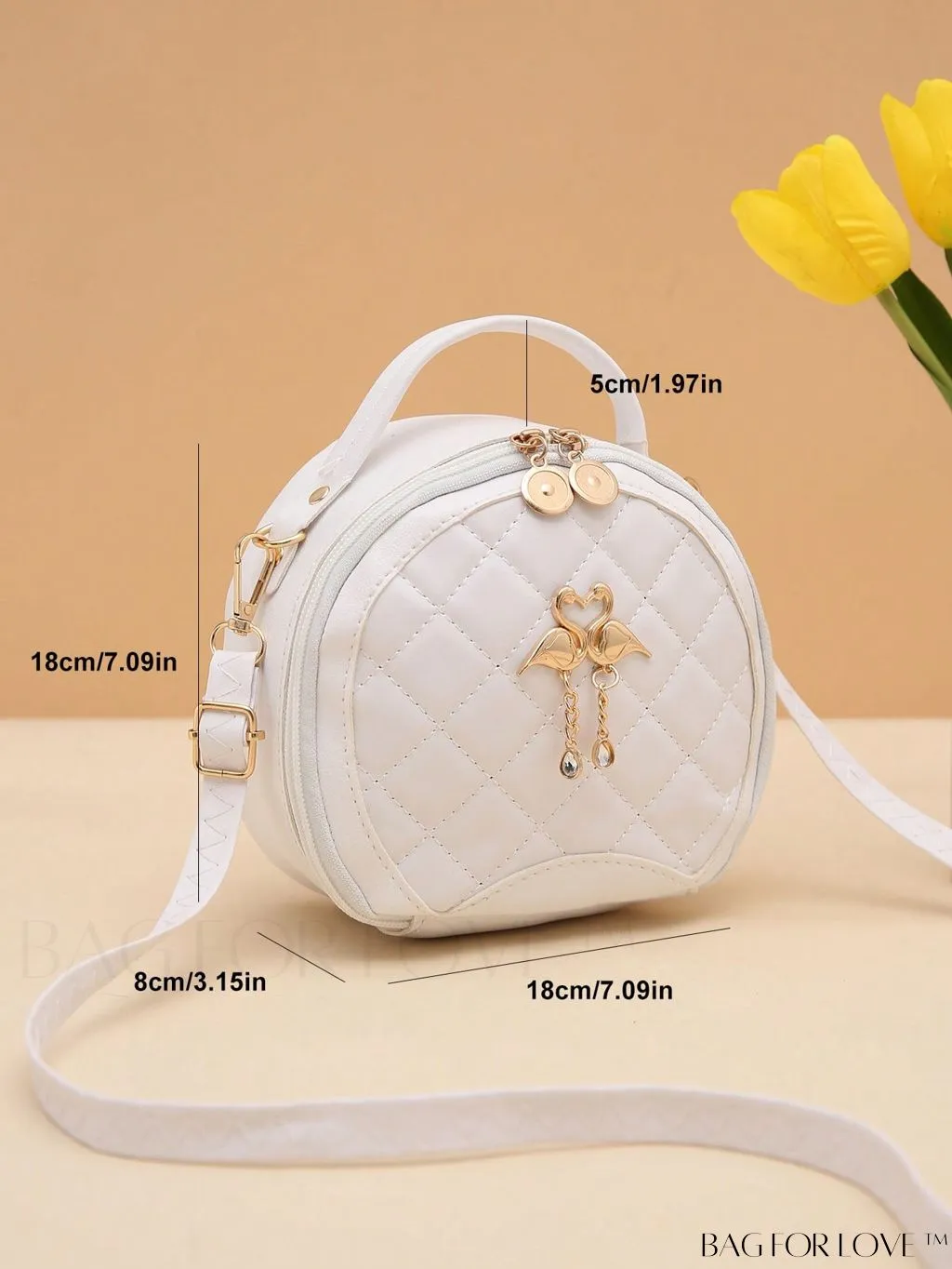 BagForLove - Quilted Colorblock Mini Top Handle Circle Bag - Perfect for Daily Use