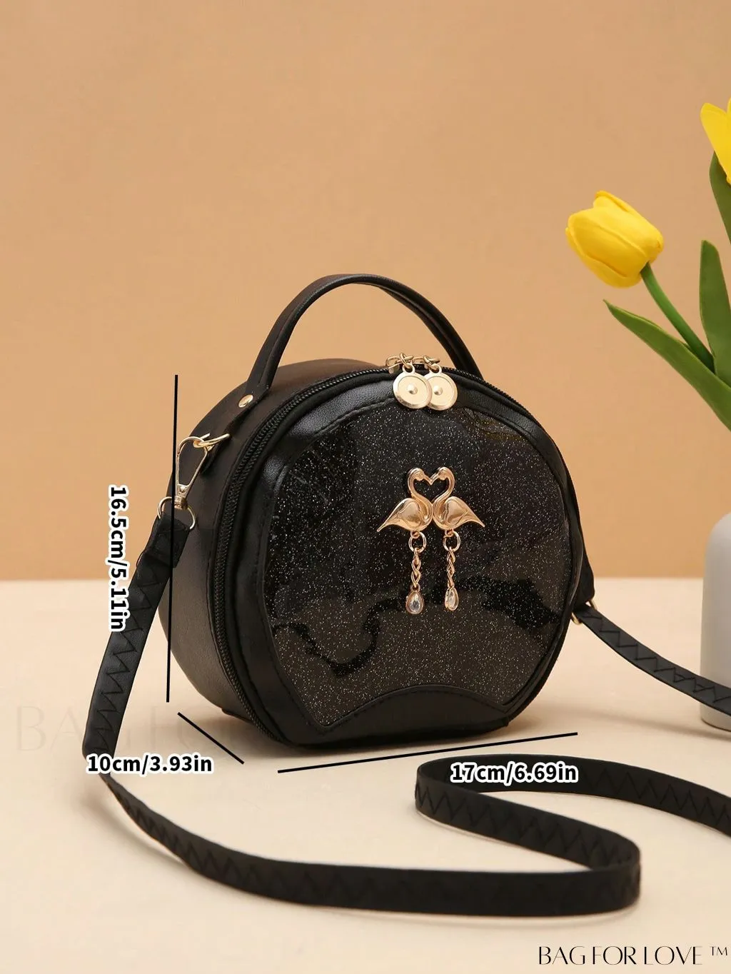 BagForLove - Quilted Colorblock Mini Top Handle Circle Bag - Perfect for Daily Use