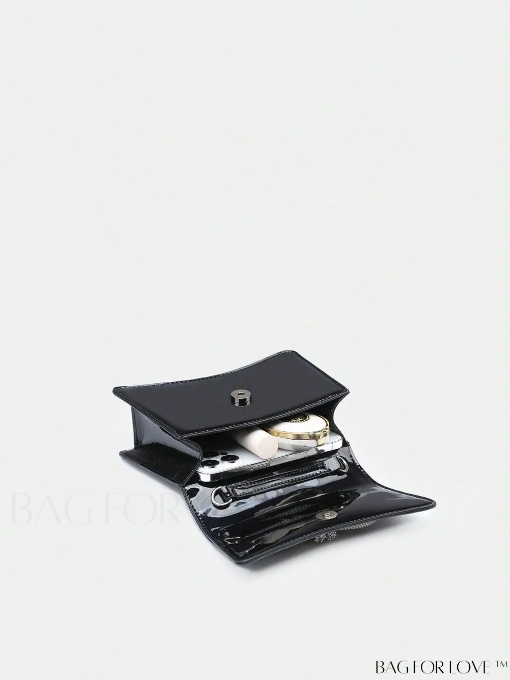 BagForLove - Rhinestone-Embellished Mini Flap Handbag: Fashionable and Chic