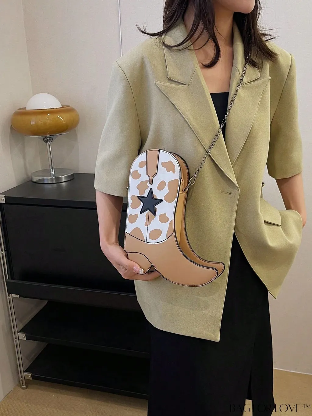 BagForLove - Small Star Graphic Novelty Bag with Trendy Boots Design