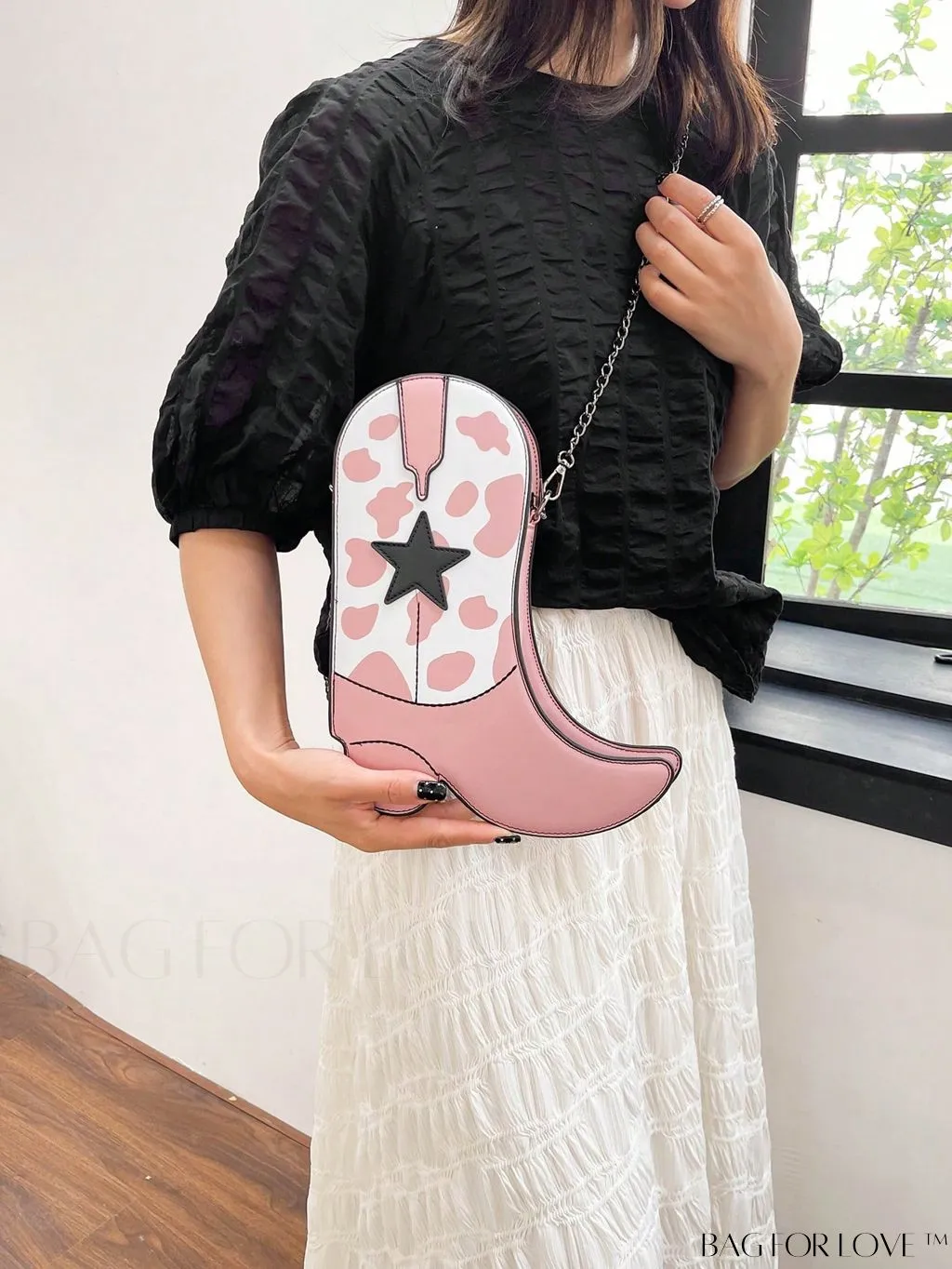 BagForLove - Small Star Graphic Novelty Bag with Trendy Boots Design