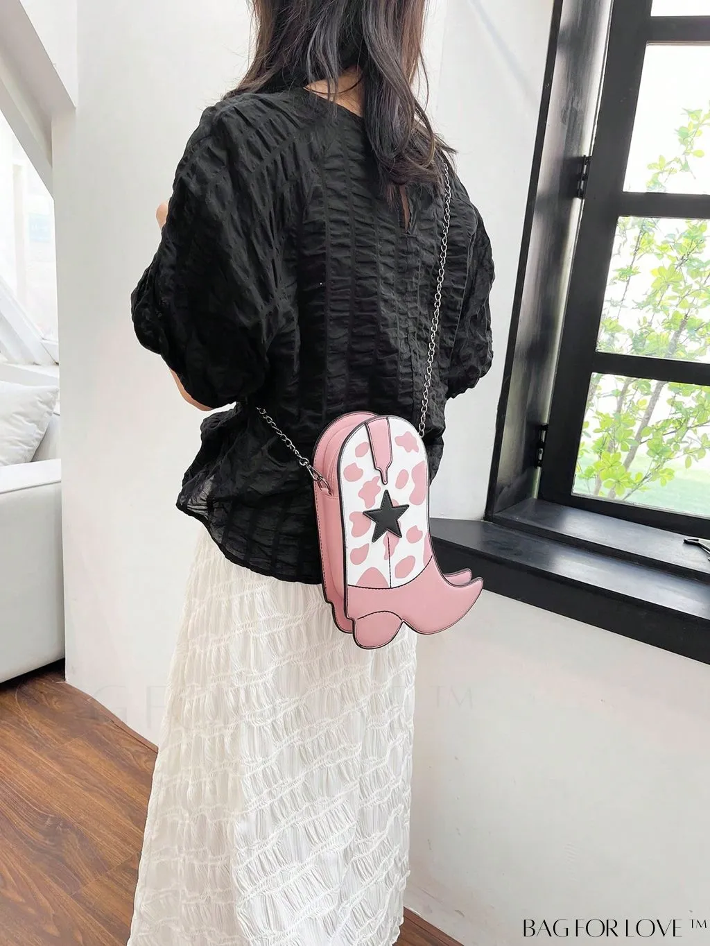BagForLove - Small Star Graphic Novelty Bag with Trendy Boots Design