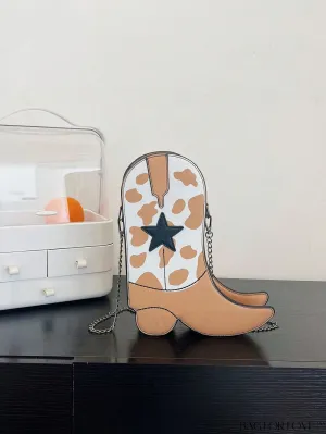 BagForLove - Small Star Graphic Novelty Bag with Trendy Boots Design