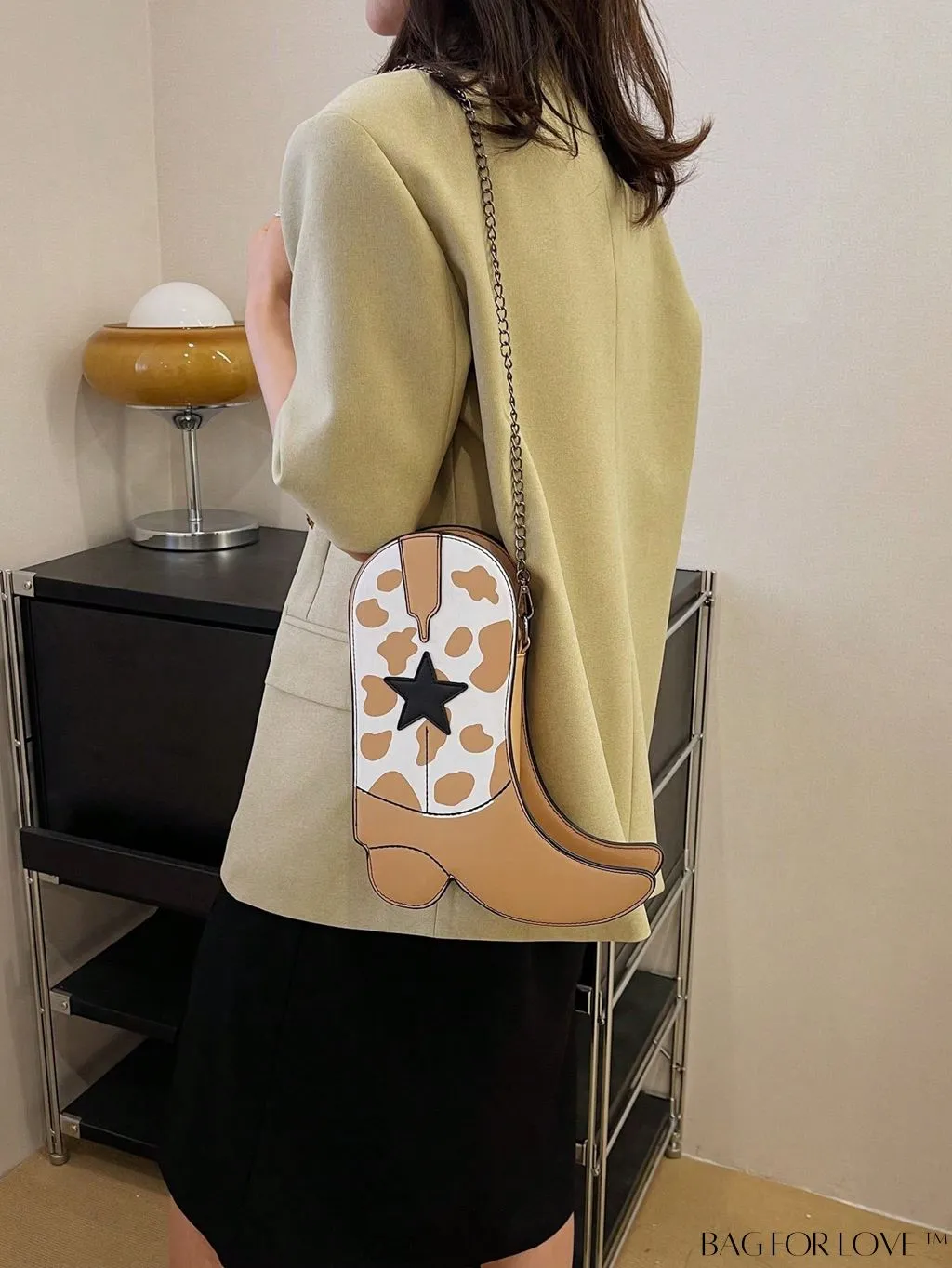 BagForLove - Small Star Graphic Novelty Bag with Trendy Boots Design