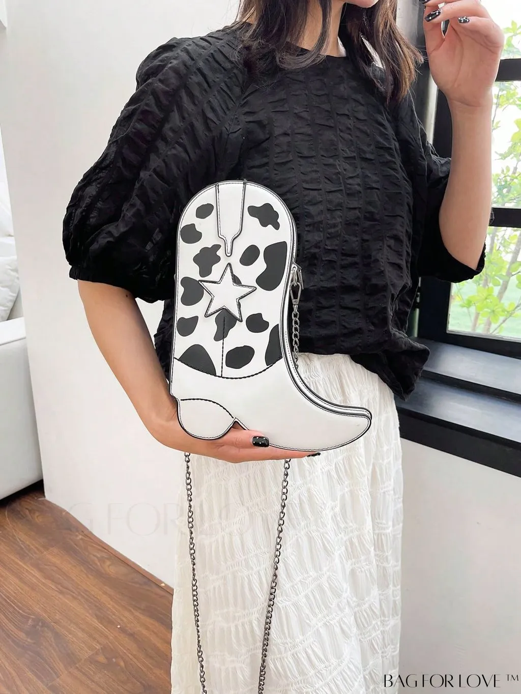 BagForLove - Small Star Graphic Novelty Bag with Trendy Boots Design