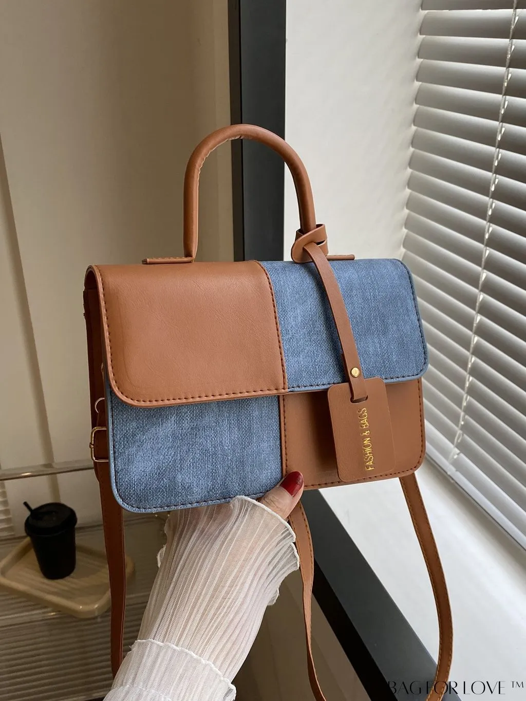 BagForLove - Stylish Color Block Shoulder Bag: Versatile, Flap PU Leather Handbag with Crossbody Option