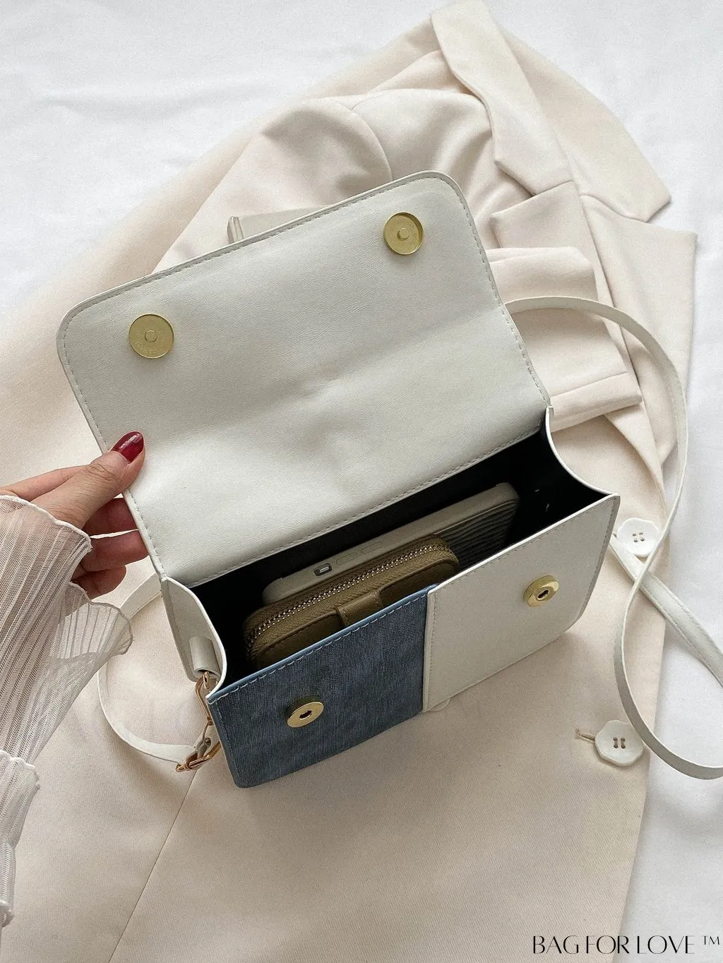 BagForLove - Stylish Color Block Shoulder Bag: Versatile, Flap PU Leather Handbag with Crossbody Option