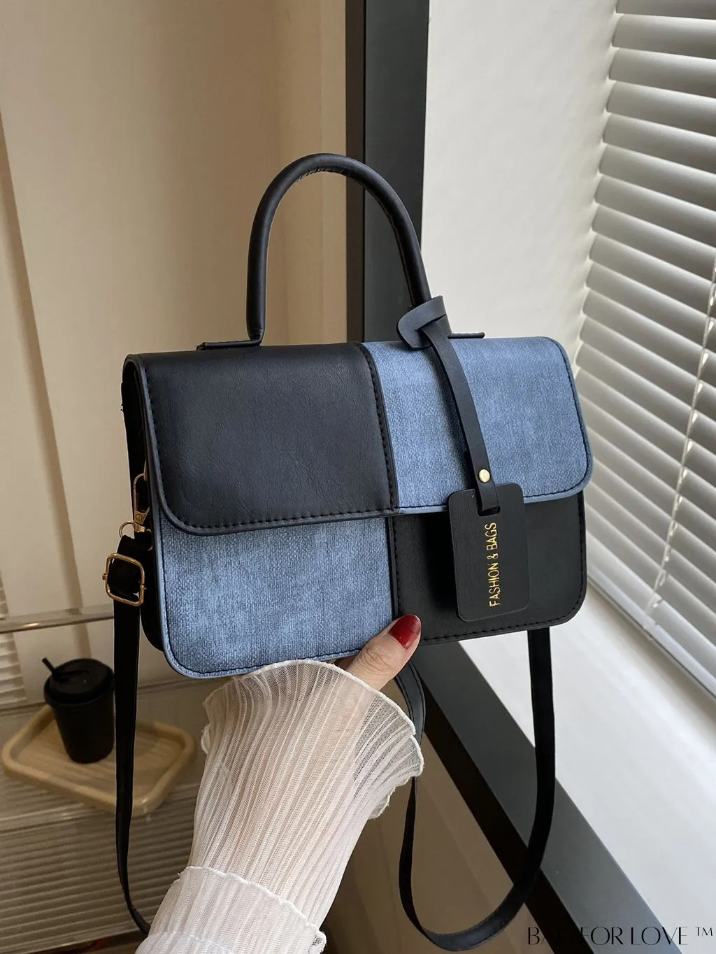 BagForLove - Stylish Color Block Shoulder Bag: Versatile, Flap PU Leather Handbag with Crossbody Option