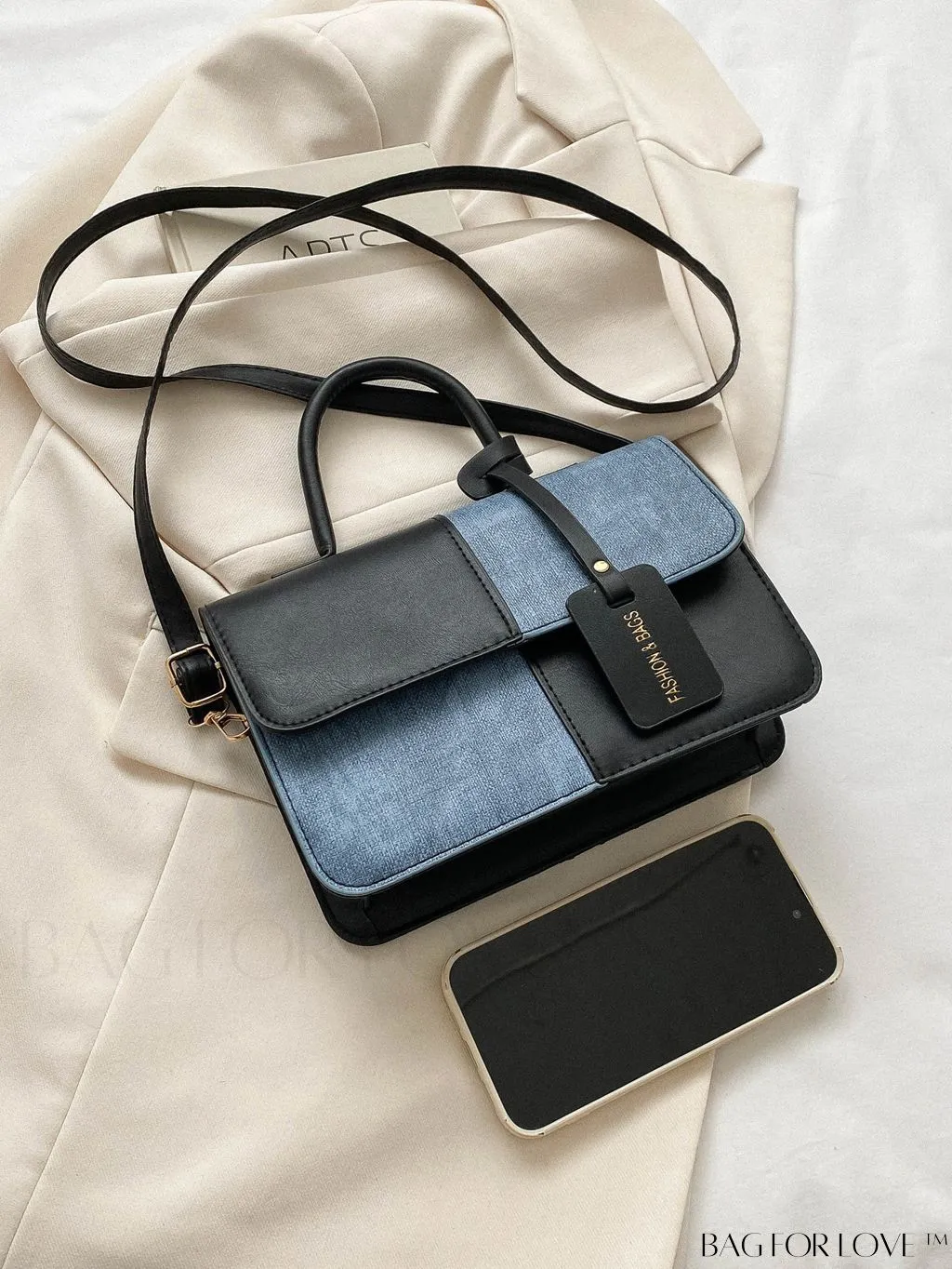 BagForLove - Stylish Color Block Shoulder Bag: Versatile, Flap PU Leather Handbag with Crossbody Option