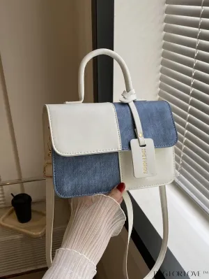 BagForLove - Stylish Color Block Shoulder Bag: Versatile, Flap PU Leather Handbag with Crossbody Option