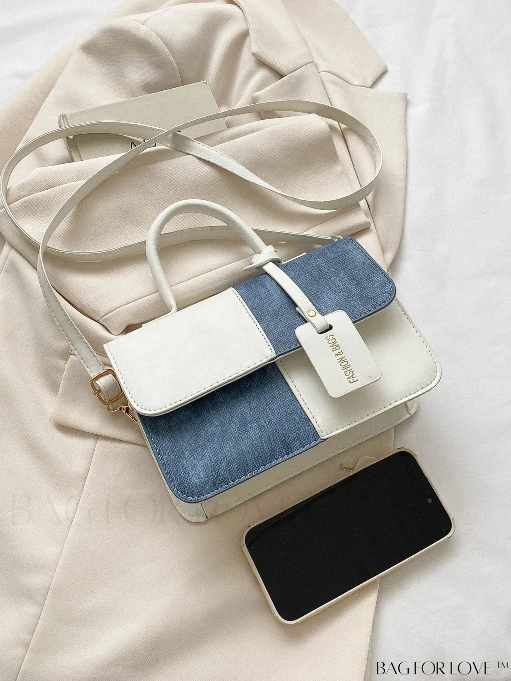 BagForLove - Stylish Color Block Shoulder Bag: Versatile, Flap PU Leather Handbag with Crossbody Option