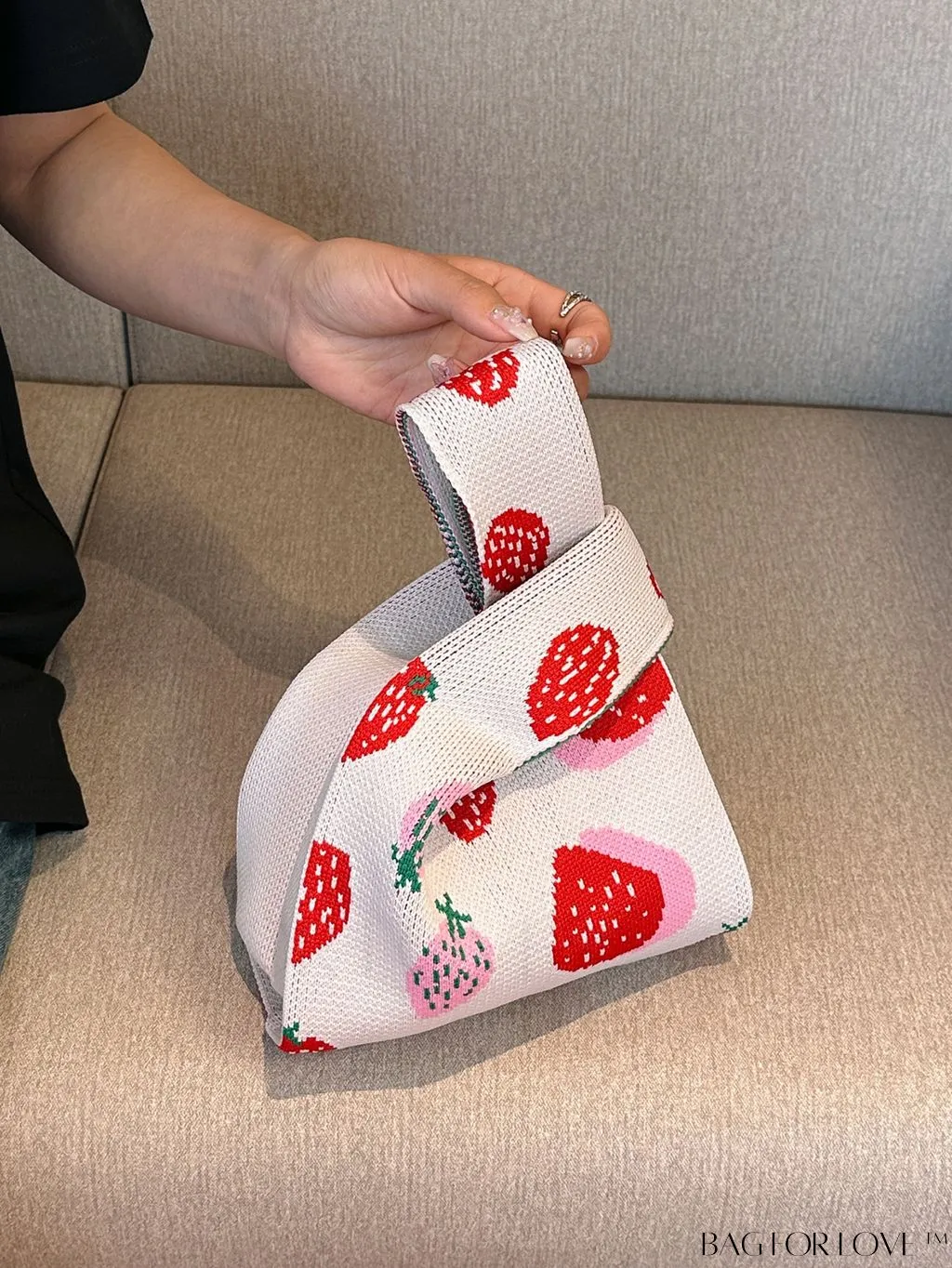 BagForLove - Stylish Crocheted Mini Tote with Charming Strawberry Pattern