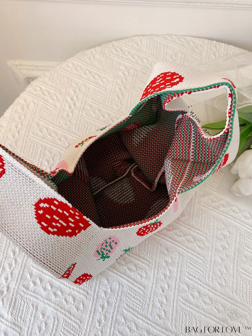 BagForLove - Stylish Crocheted Mini Tote with Charming Strawberry Pattern