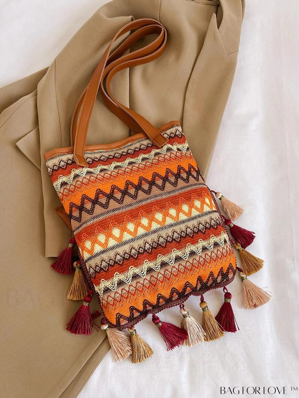 BagForLove - Stylish Geometric Fringed Shoulder Bag with Coin Purse - Latest Fashion Arrival