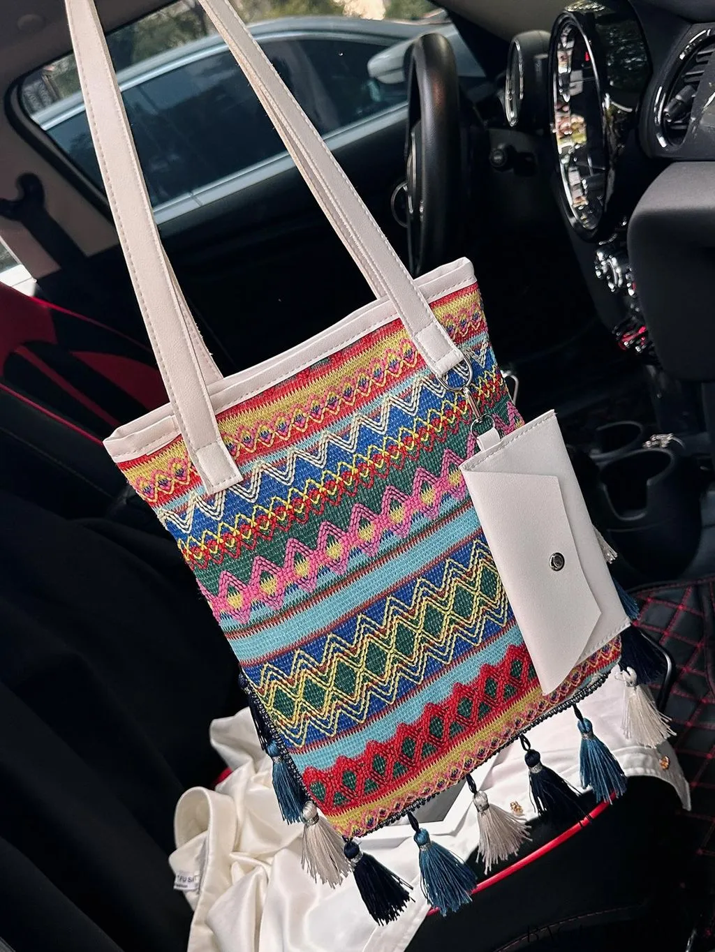 BagForLove - Stylish Geometric Fringed Shoulder Bag with Coin Purse - Latest Fashion Arrival