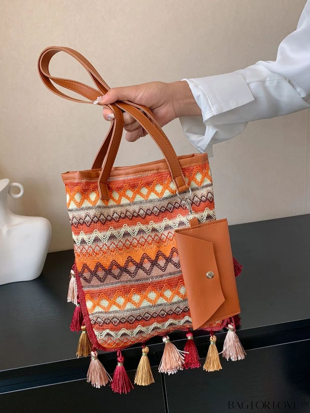 BagForLove - Stylish Geometric Fringed Shoulder Bag with Coin Purse - Latest Fashion Arrival