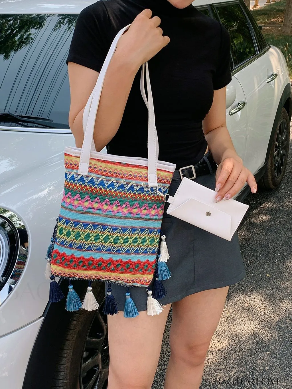 BagForLove - Stylish Geometric Fringed Shoulder Bag with Coin Purse - Latest Fashion Arrival