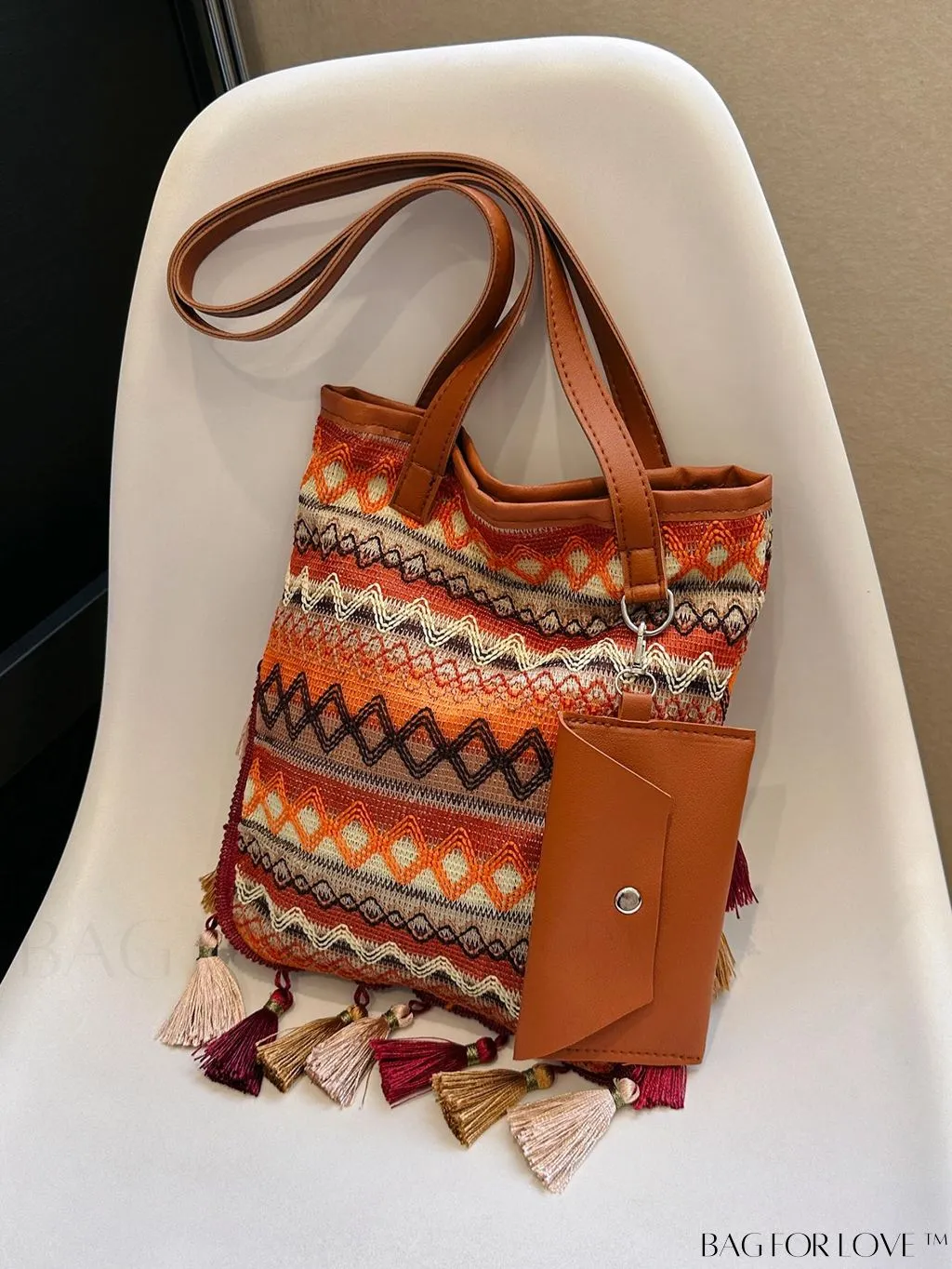 BagForLove - Stylish Geometric Fringed Shoulder Bag with Coin Purse - Latest Fashion Arrival