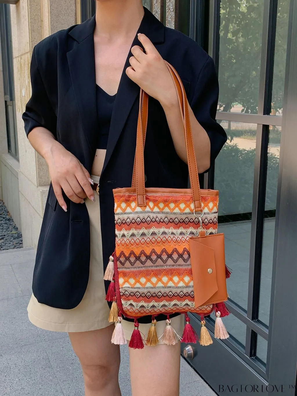 BagForLove - Stylish Geometric Fringed Shoulder Bag with Coin Purse - Latest Fashion Arrival