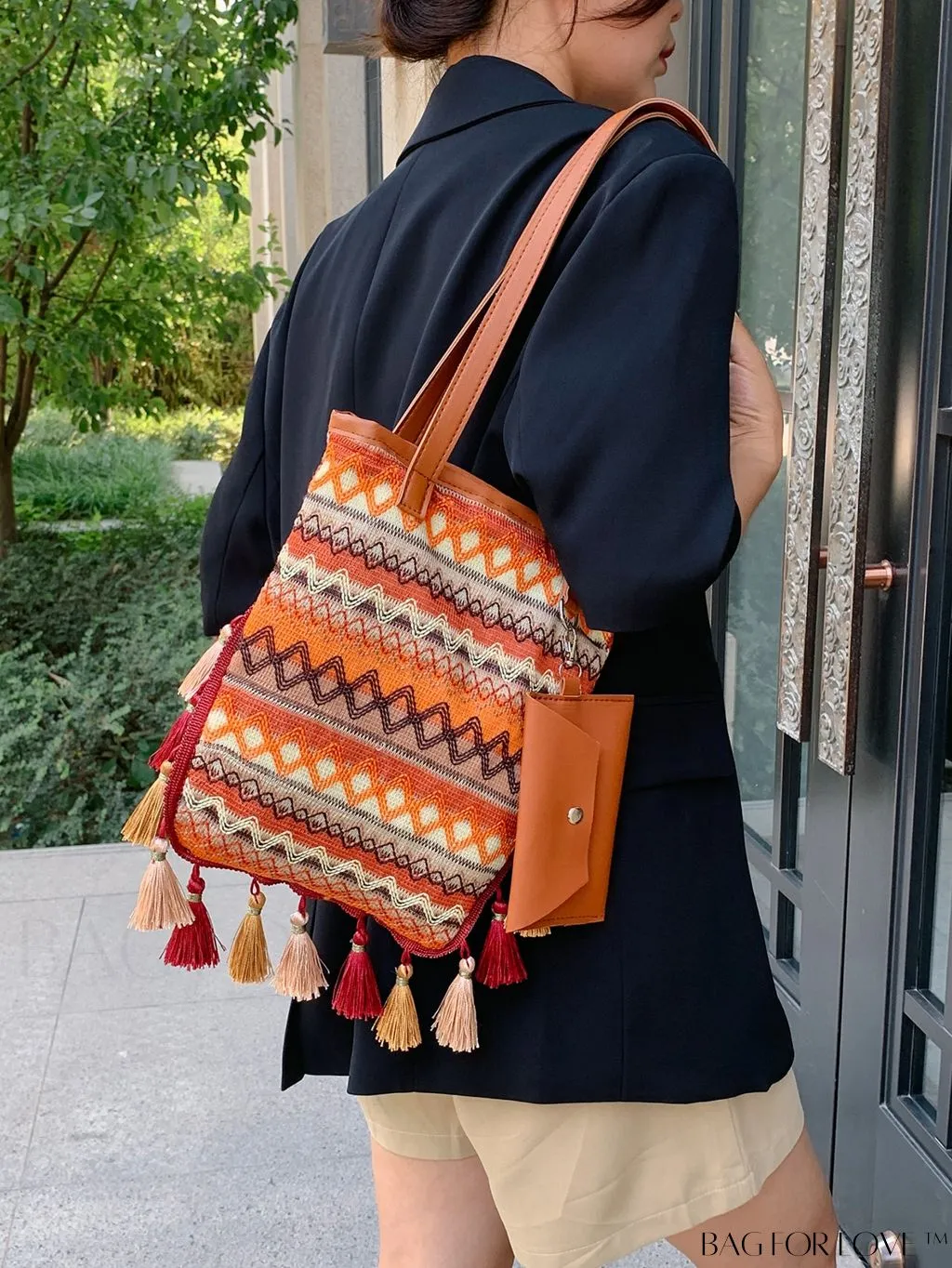 BagForLove - Stylish Geometric Fringed Shoulder Bag with Coin Purse - Latest Fashion Arrival