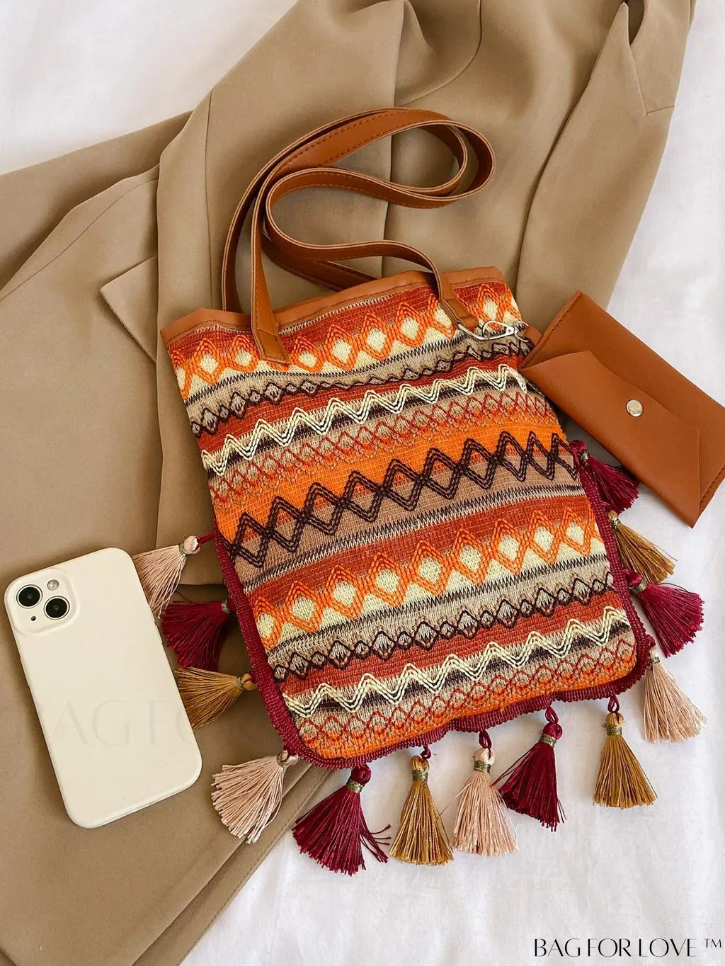 BagForLove - Stylish Geometric Fringed Shoulder Bag with Coin Purse - Latest Fashion Arrival