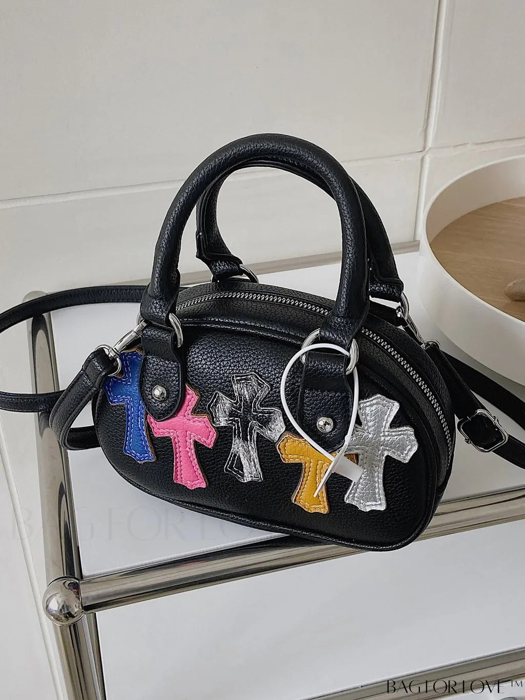 BagForLove - Stylish Gothic Crossbody Bag with Punk Cross Decor for Women and Girls