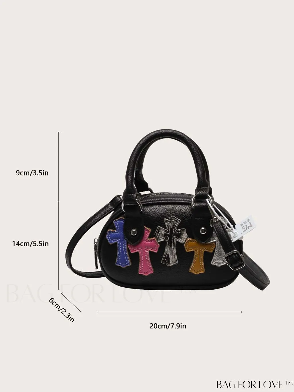 BagForLove - Stylish Gothic Crossbody Bag with Punk Cross Decor for Women and Girls