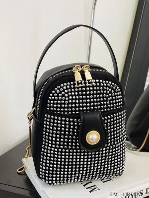 BagForLove - Stylish Large Black Studded Backpack: Perfect for Travel and Casual Wear, Womens PU Leather Fashion Shoulder Bag