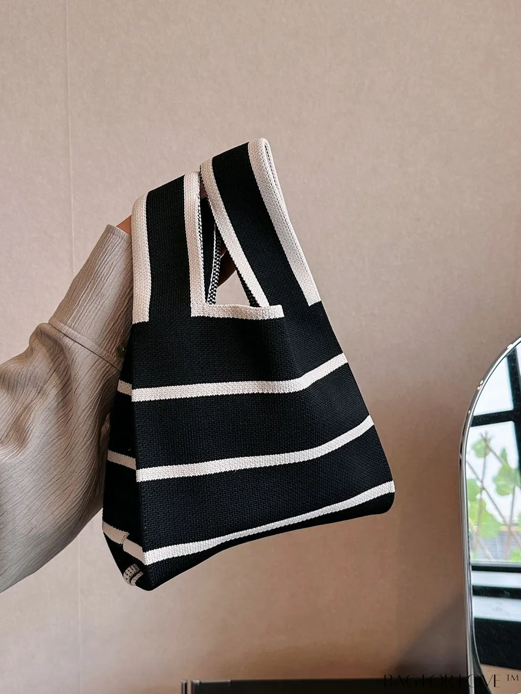 BagForLove - Stylish Mini Crochet Tote Bag with Chic Color Block Pattern