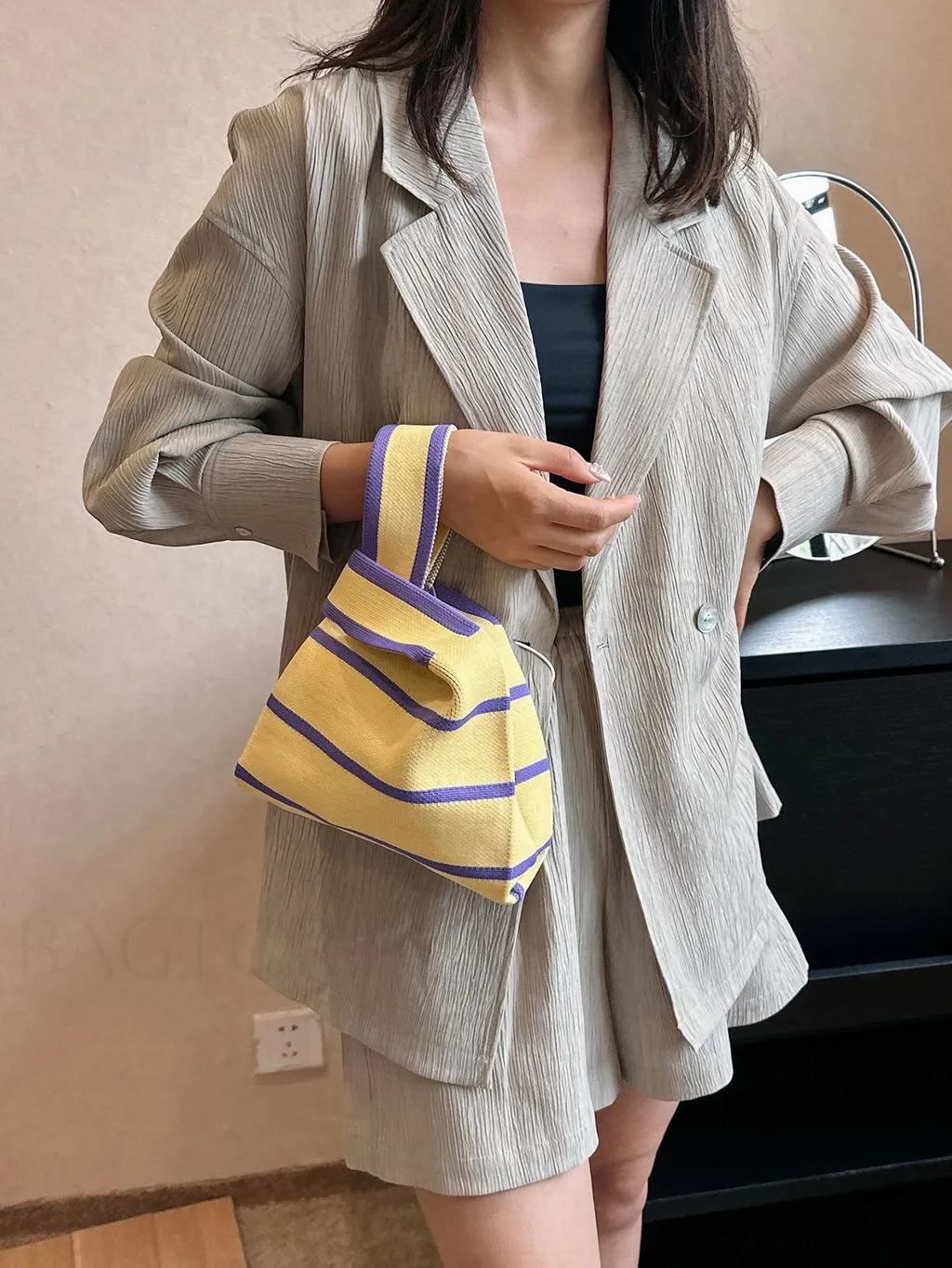 BagForLove - Stylish Mini Crochet Tote Bag with Chic Color Block Pattern