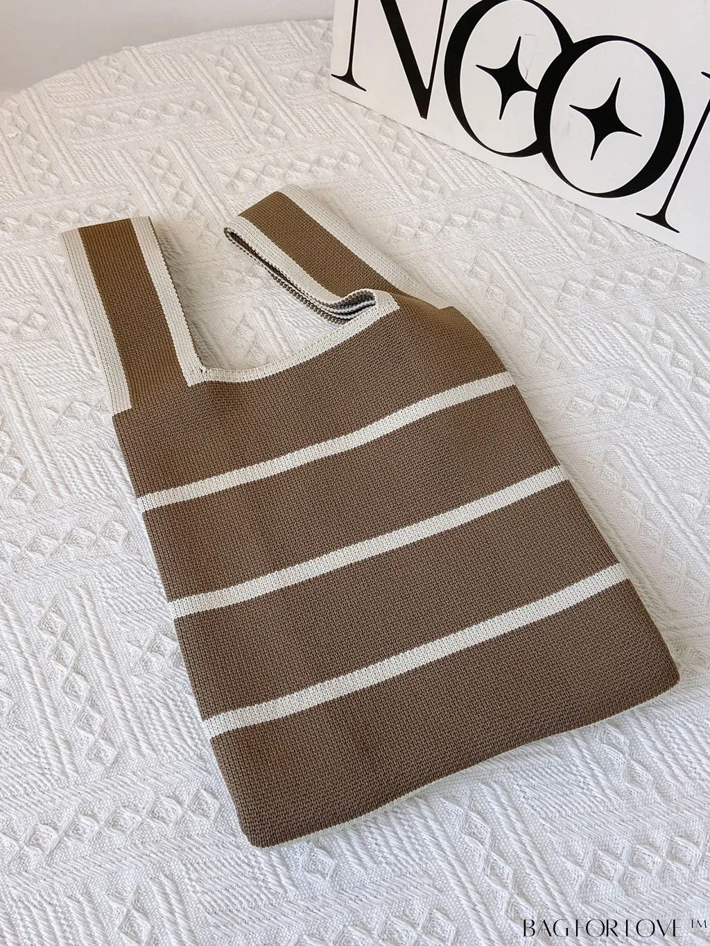BagForLove - Stylish Mini Crochet Tote Bag with Chic Color Block Pattern