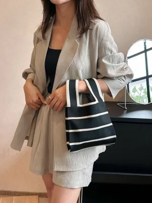 BagForLove - Stylish Mini Crochet Tote Bag with Chic Color Block Pattern