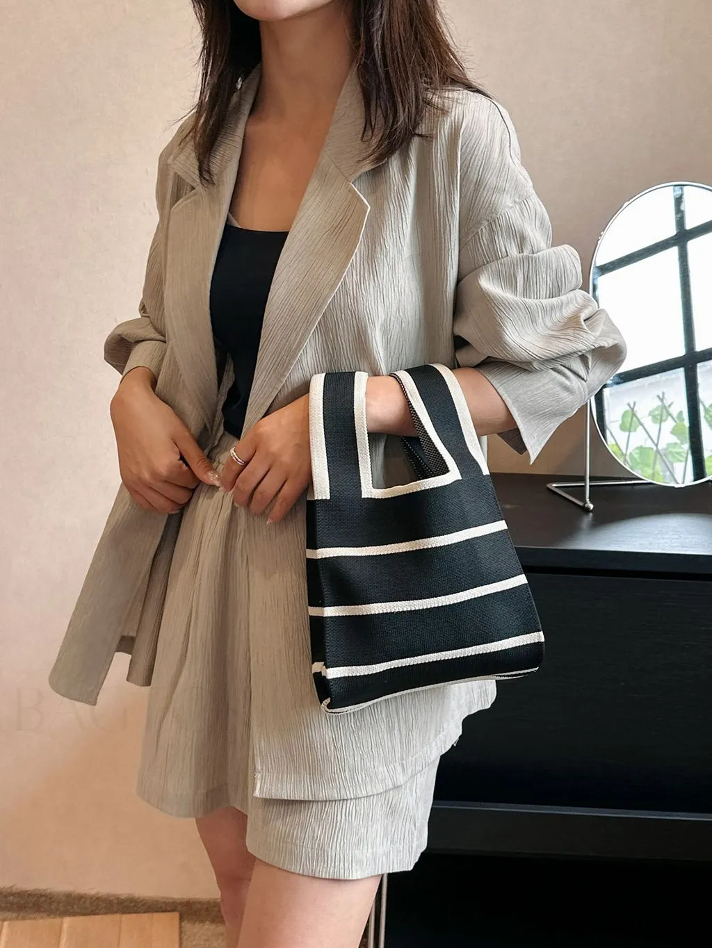 BagForLove - Stylish Mini Crochet Tote Bag with Chic Color Block Pattern