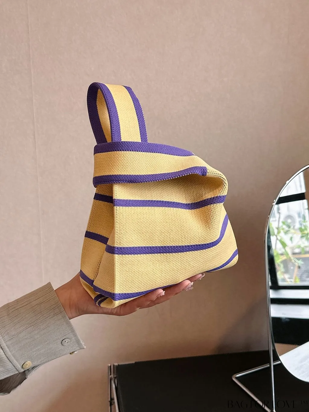 BagForLove - Stylish Mini Crochet Tote Bag with Chic Color Block Pattern