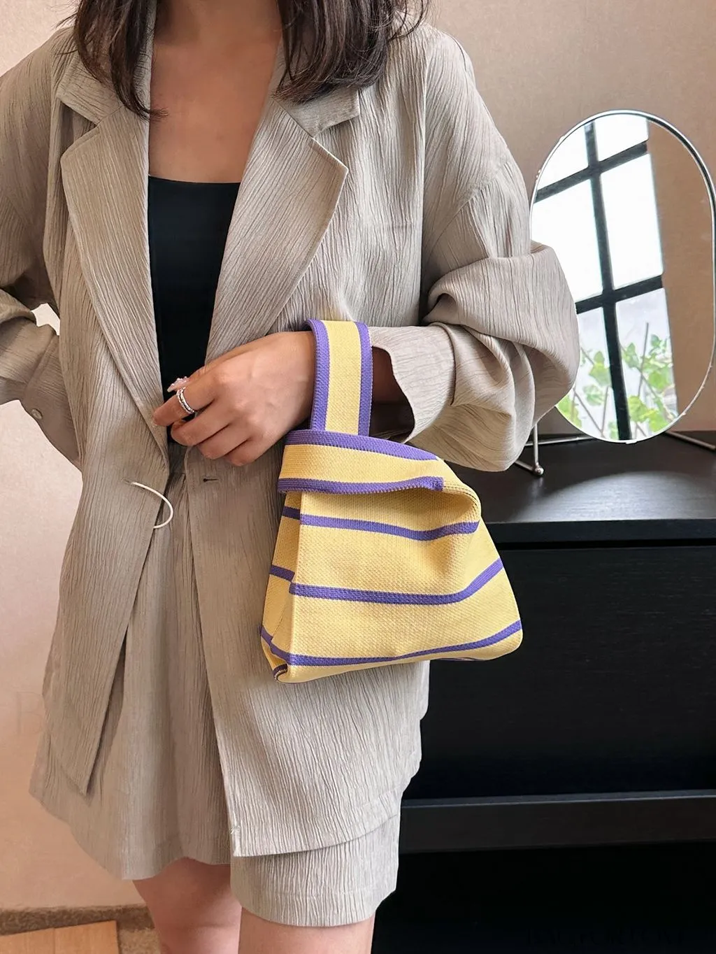 BagForLove - Stylish Mini Crochet Tote Bag with Chic Color Block Pattern