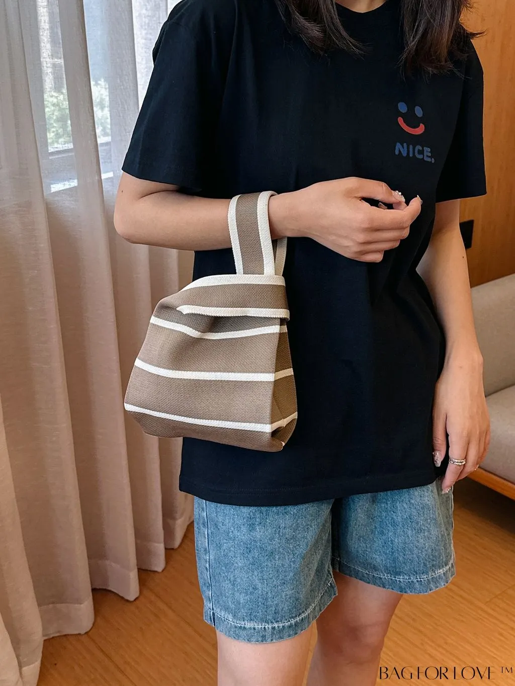 BagForLove - Stylish Mini Crochet Tote Bag with Chic Color Block Pattern