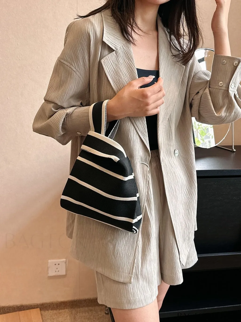 BagForLove - Stylish Mini Crochet Tote Bag with Chic Color Block Pattern