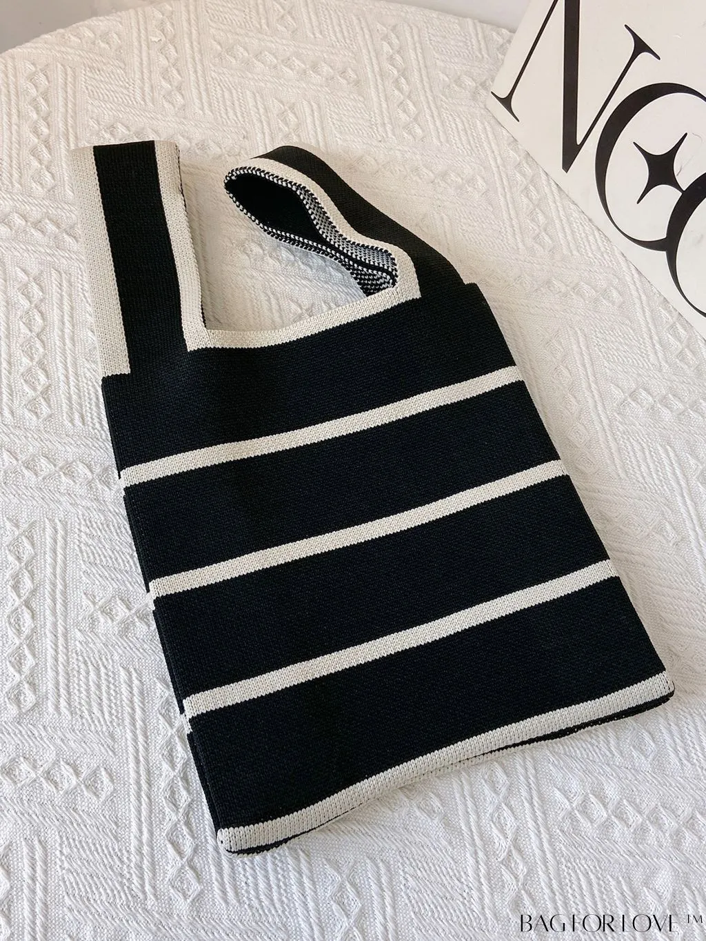 BagForLove - Stylish Mini Crochet Tote Bag with Chic Color Block Pattern