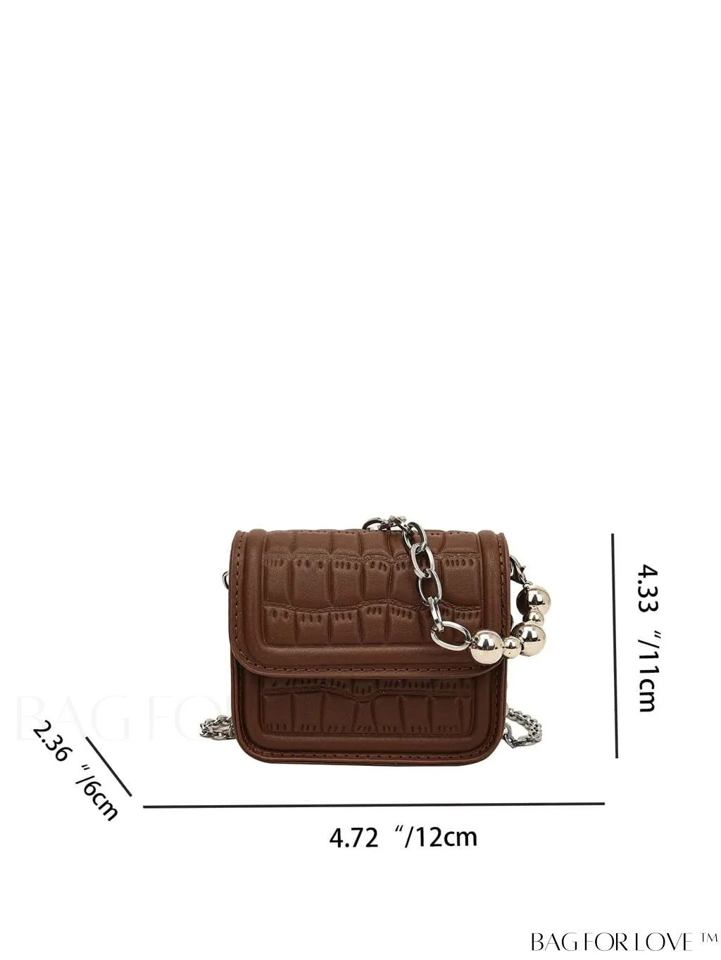 BagForLove - Stylish Mini Crocodile Pattern Handbag with Metallic Chain Strap - Flip-top Design