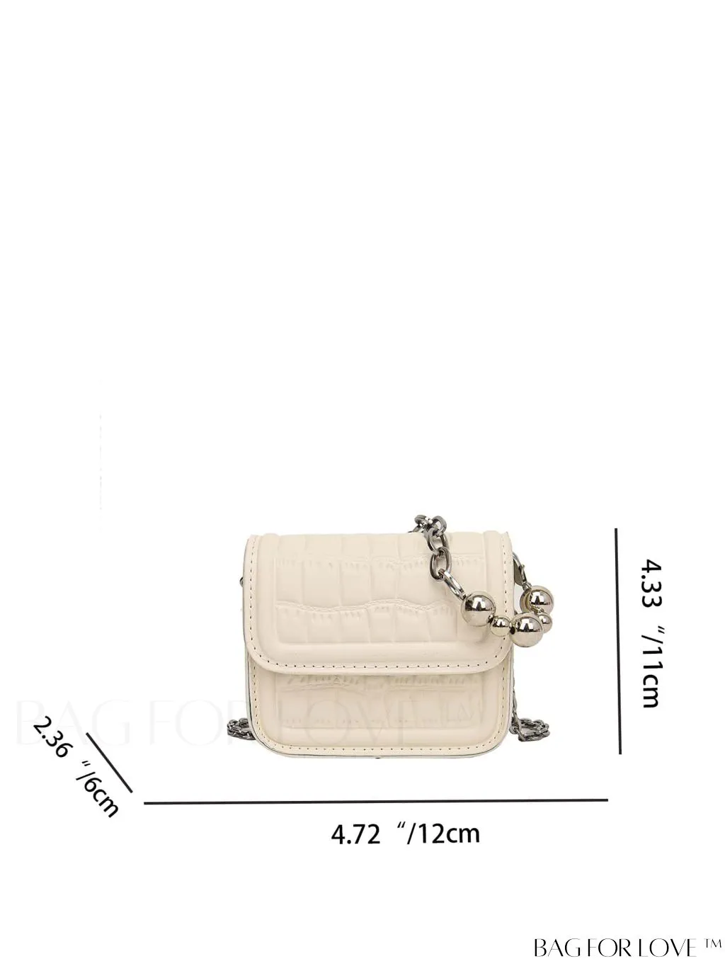 BagForLove - Stylish Mini Crocodile Pattern Handbag with Metallic Chain Strap - Flip-top Design